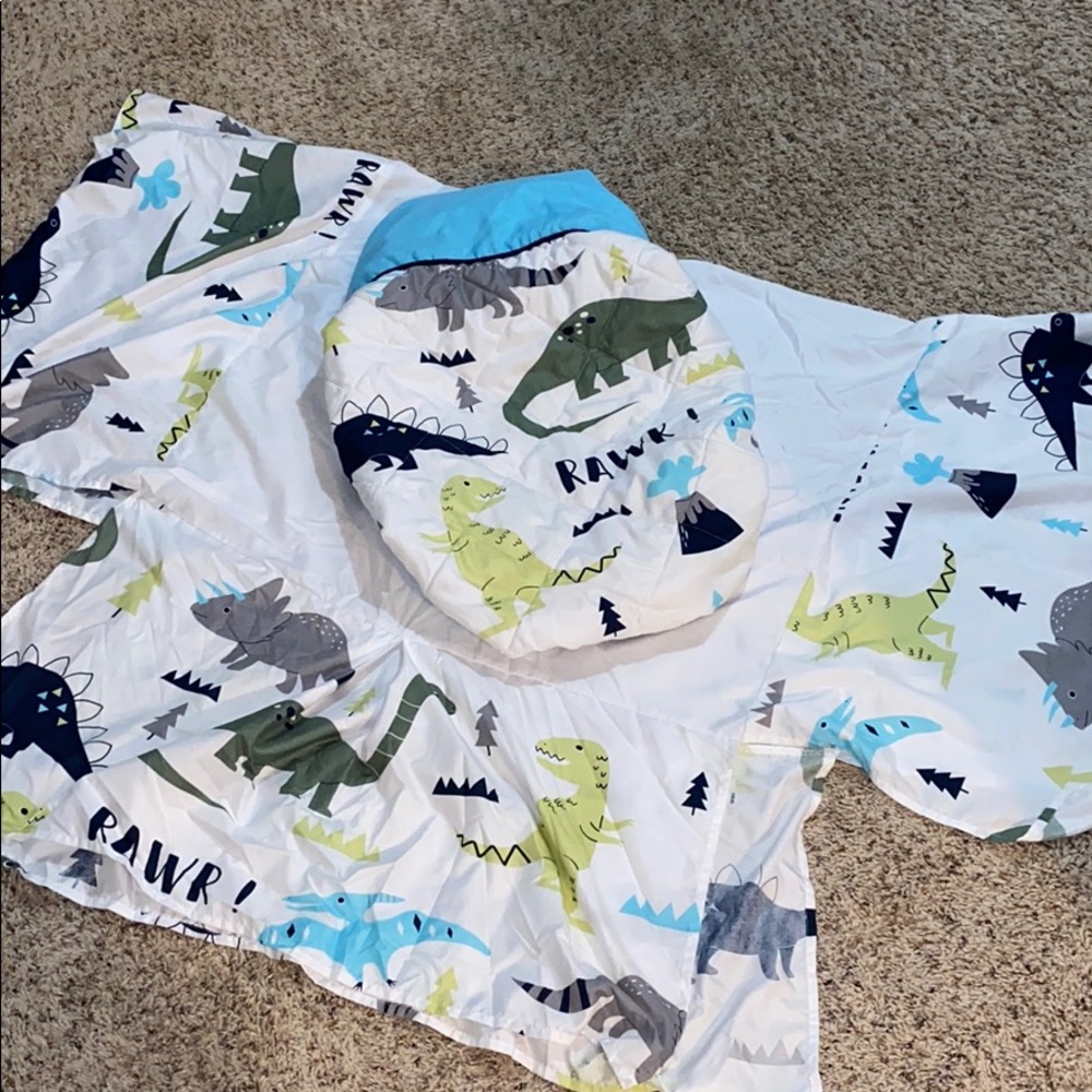 Sweet JoJo dinosaur changing pad and crib skirt